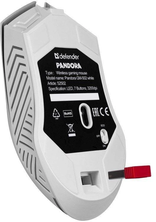 Belaidė pelė DEFENDER PANDORA RF Baltas 3200dpi 7P