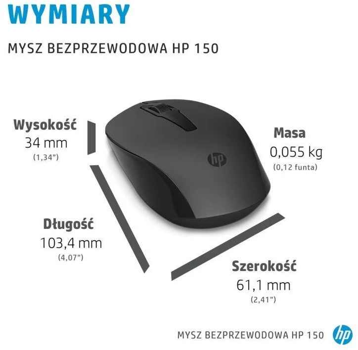 Belaidė pelė HP 150, juoda, 2S9L1AA