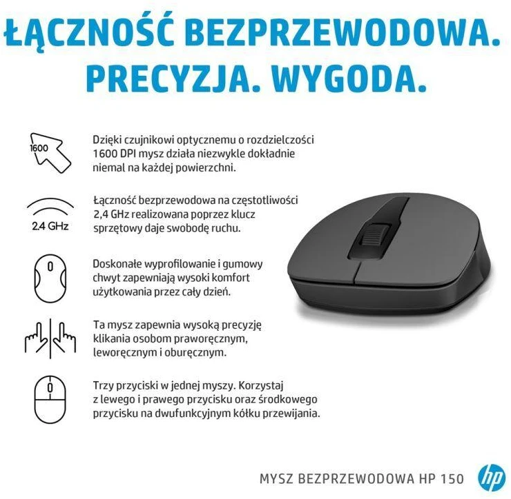 Belaidė pelė HP 150, juoda, 2S9L1AA