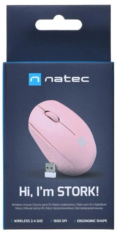 Belaidė pelė NATEC STORK 1600DPI, rožinė, NMY-2002