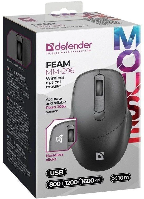 Pelė DEFENDER FEAM MM-296 RF SILENT Juodas