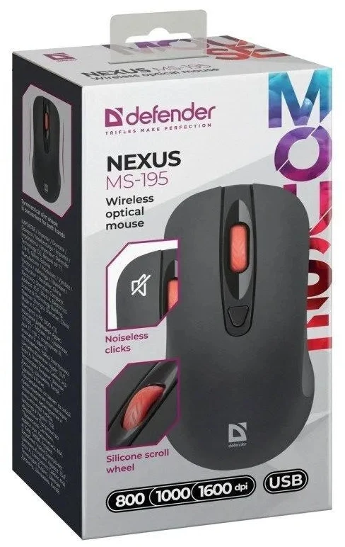 Belaidė tyli pelė Defender Nexus MS-195 RF, juoda