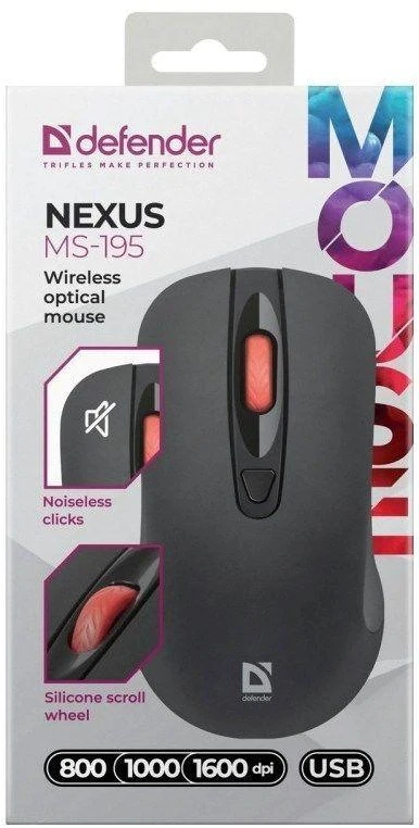 Pelė DEFENDER NEXUS MS-195 RF SILENT Juodas