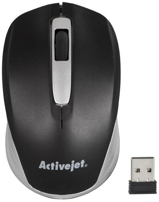 Belaidė Pelė - Activejet AMY-313 Optinė USB 1200 DPI Abipusė Juoda/Pilka