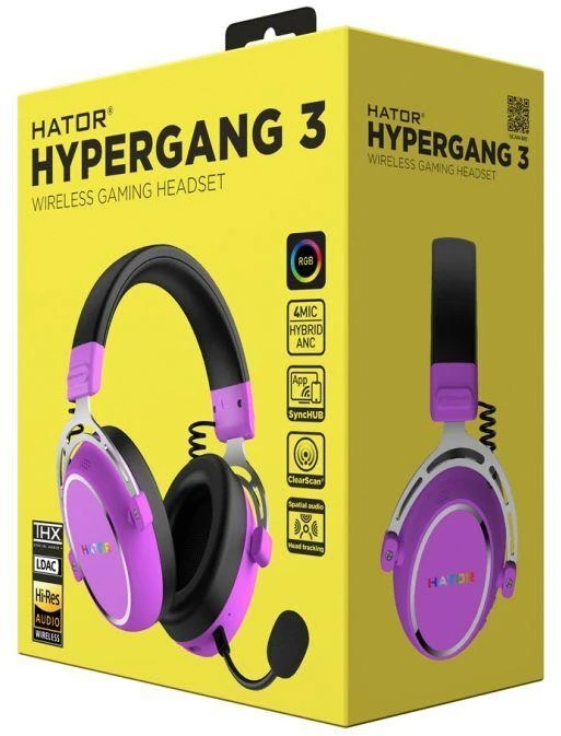 Ausinės Hator Hypergang 3 Belaidės ESH52 Hi-Res ANC violetinė