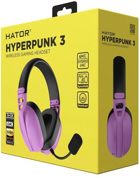 Ausinės Hator Hyperpunk 3 Belaidės ANC ESH19 violetinė