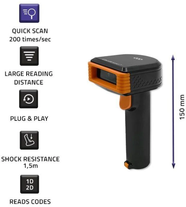 QOLTEC 50878 belaidė 1D 2D brūkšninių kodų skaitytuvo prijungimo stotelė