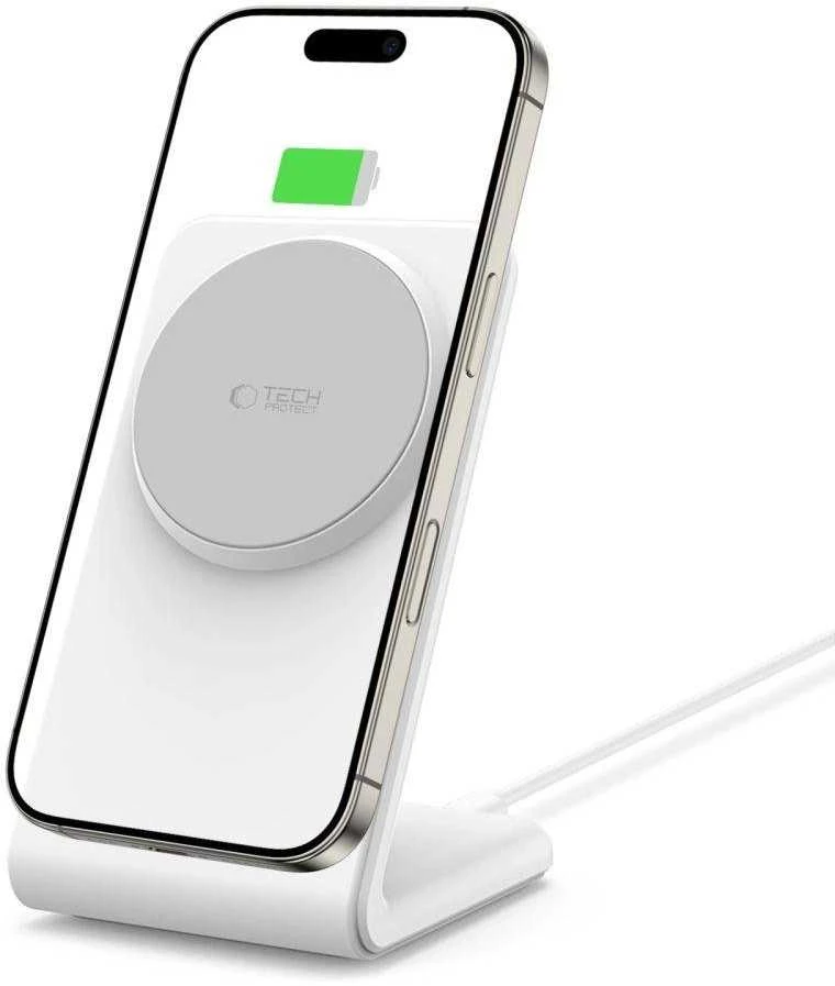 Tech-Protect QI15W-A38 MagSafe belaidis įkroviklis - Baltas