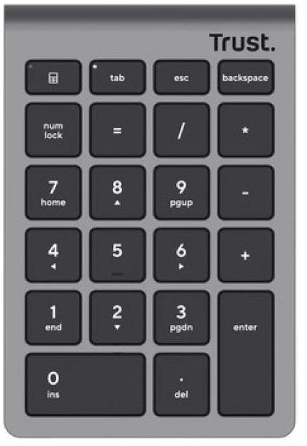 Klaviatūra Trust Xalas numeric keypad Nešiojamas kompiuteris/PC RF belaidė Sidabrinis