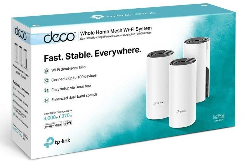 Ausinės Belaidis WiFi Access Point TP-LINK DECO M4 (3 vnt.) (300 Mb/s - 802.11 b/g/n, 867 Mb/s - 802.11 a/n/ac)