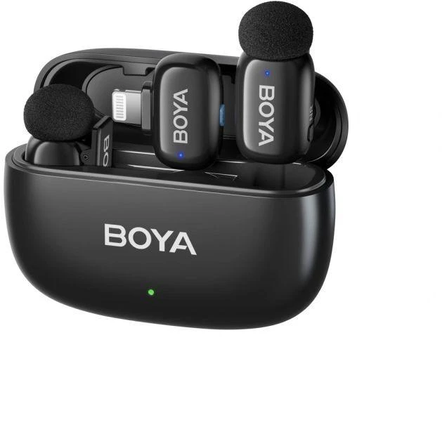 Mikrofony BOYA mini 2-01 belaidės 2.4GHz USB-C - juoda