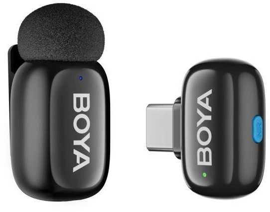 Mikrofony BOYA mini 2-01 belaidės 2.4GHz USB-C - juoda