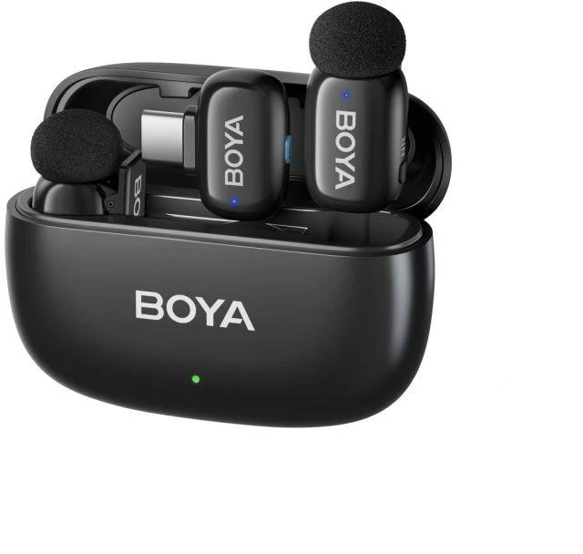 Mikrofony BOYA mini 2-01 belaidės 2.4GHz USB-C - juoda
