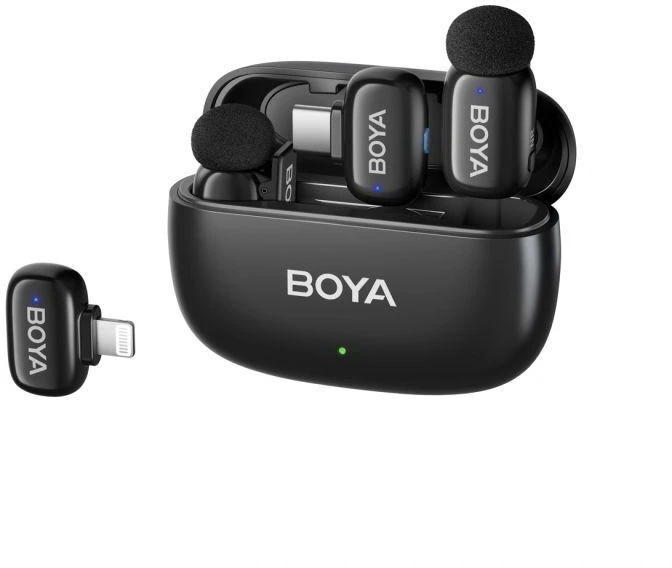 Mikrofony BOYA mini 2-01 belaidės 2.4GHz USB-C - juoda