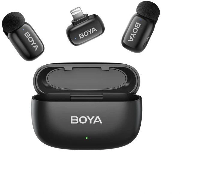 Mikrofony BOYA mini 2-01 belaidės 2.4GHz USB-C - juoda
