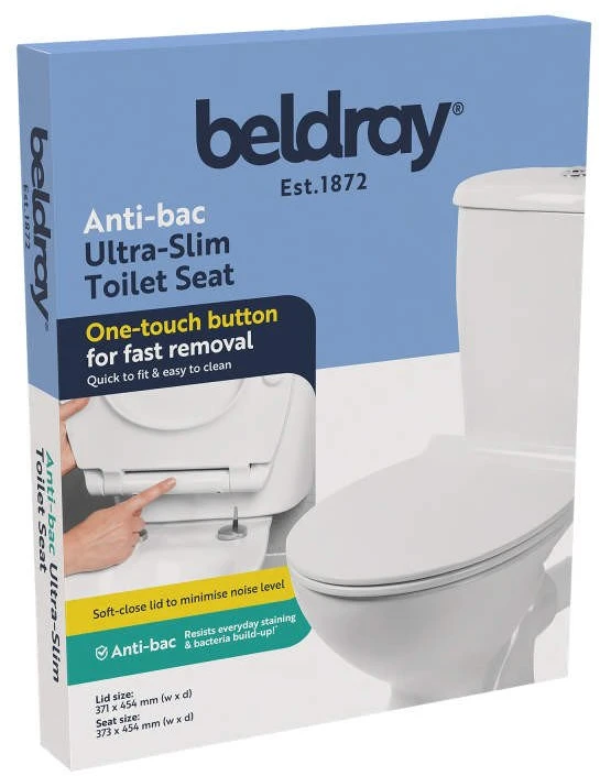 Beldray Anti-bac itin plona D formos klozeto sėdynė, balta