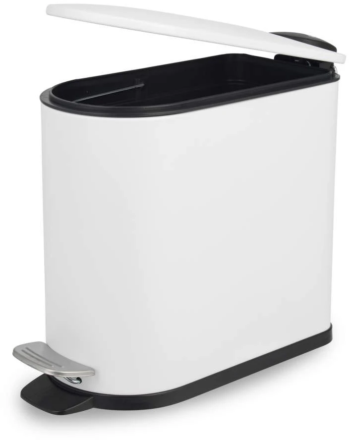 Beldray Slimline D formos pedalinė šiukšliadėžė, 5 l, balta