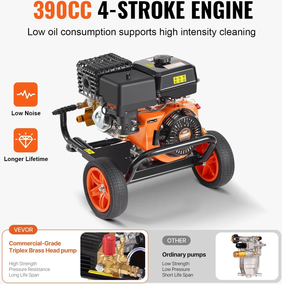 VEVOR Aukšto slėgio plovyklė automobiliams 4400 PSI