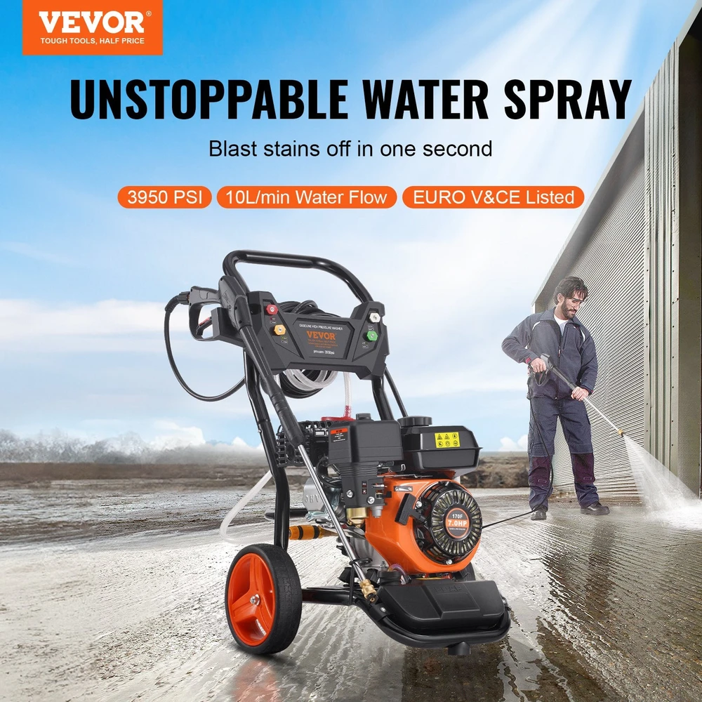 VEVOR Aukšto slėgio plovimo įrenginys automobiliams 3950 PSI