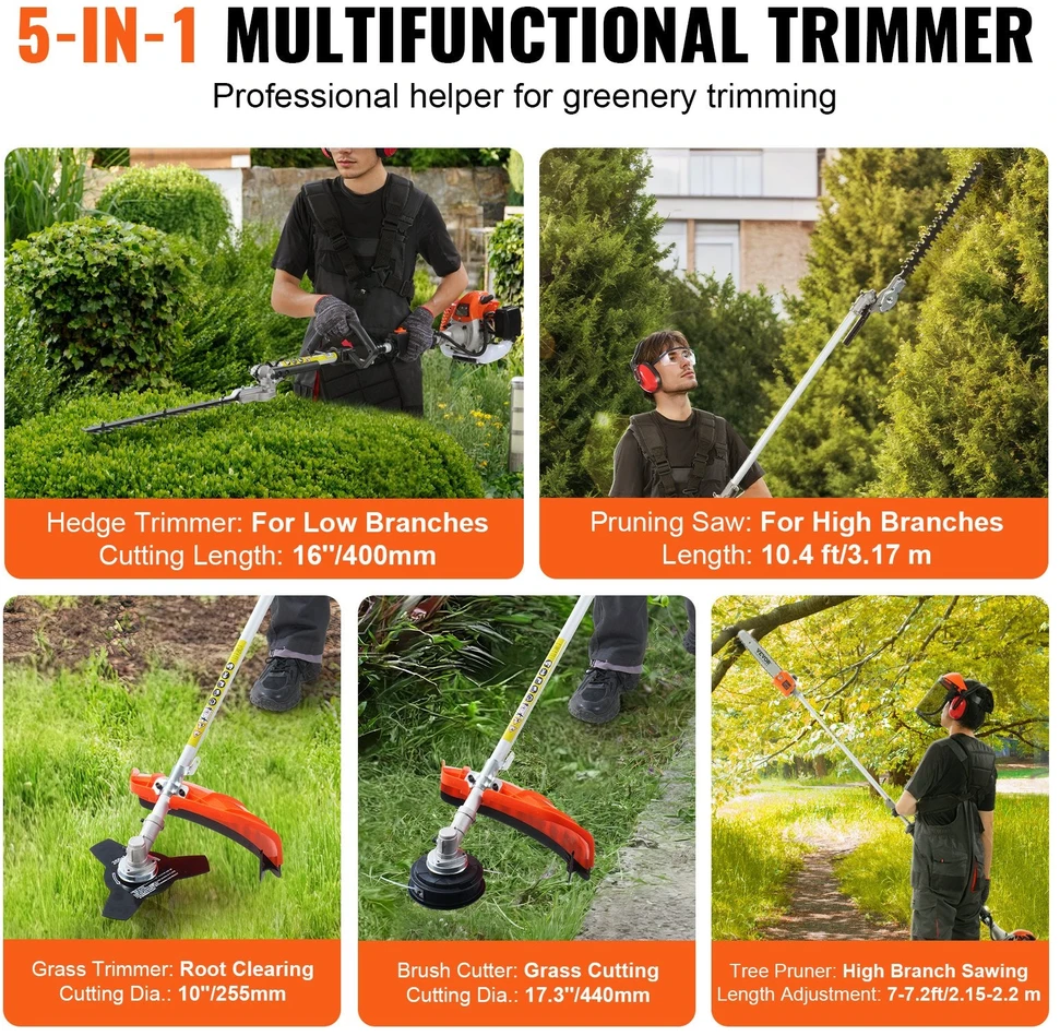 VEVOR 5-in-1 benzininis gyvatvorių žirklės, trimeris