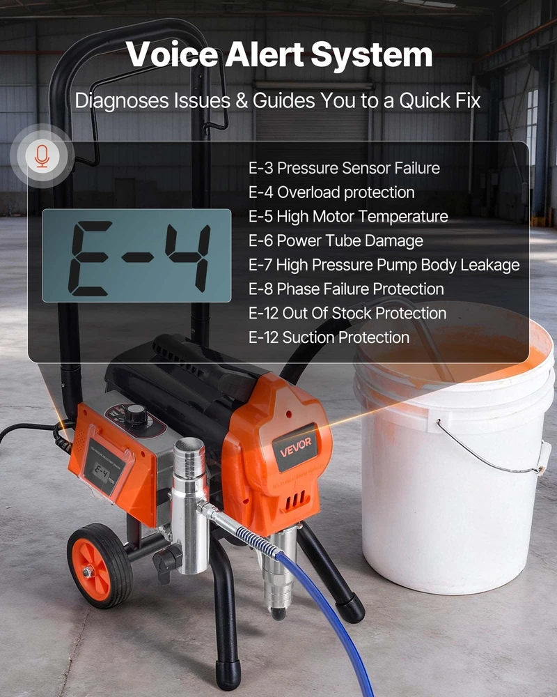 VEVOR Beorė dažymo mašina 1500W, 3300PSI su vežimėliu