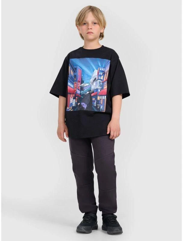 Berniukų oversized T-marškinėliai su spauda 4F 4FJRAW25TTSHM3061-20S