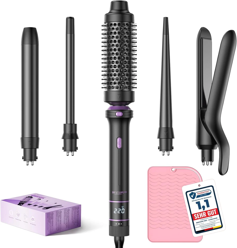 BESTOPE PRO 5 viename plaukų formavimo rinkinys su keraminiais antgaliais JDL-314S