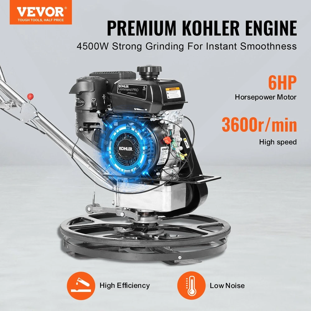 VEVOR Cemento glaistyklė 61 cm 4,5 kW su plūdine plokšte