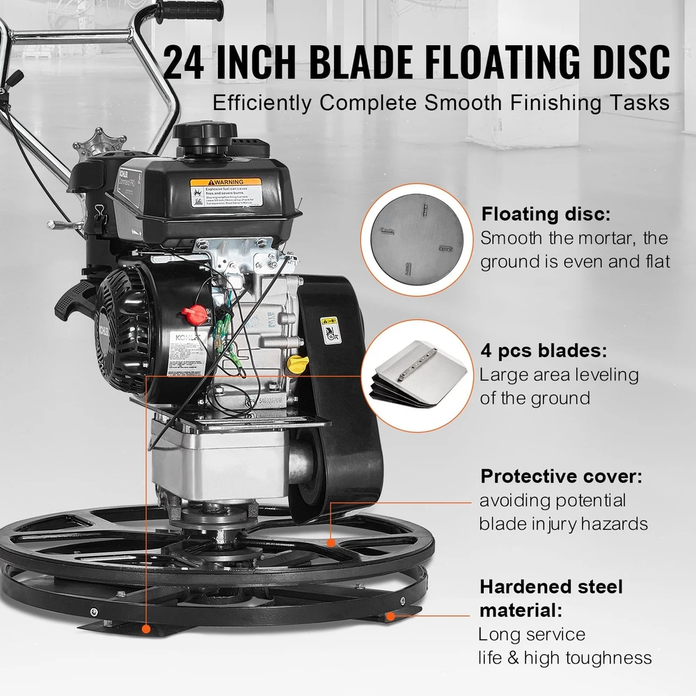 VEVOR Cemento glaistyklė 61 cm 4,5 kW su plūdine plokšte