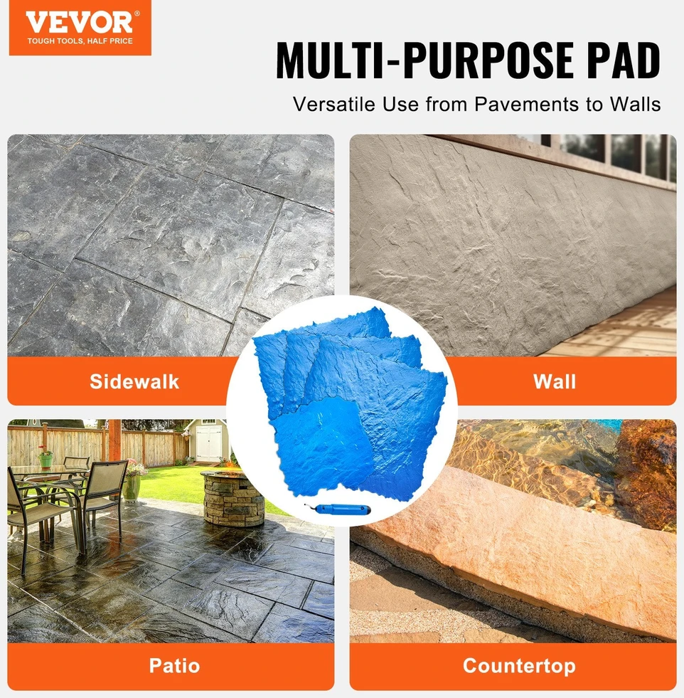 VEVOR Betono antspaudų kilimėliai 90 cm ir 50 cm 4 vnt