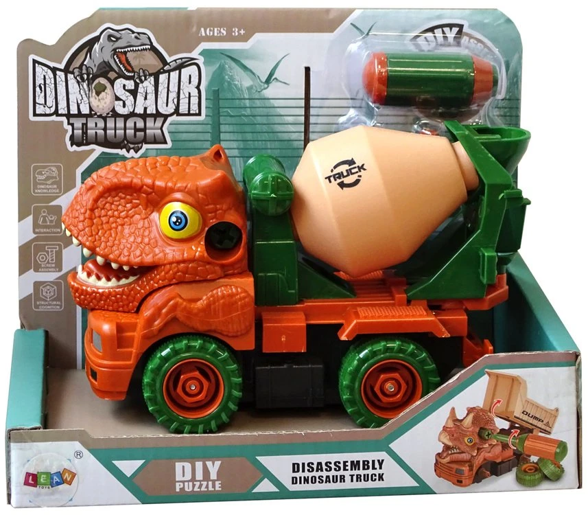 Betonvežis dinozauras vaikams su priedais, oranžinis