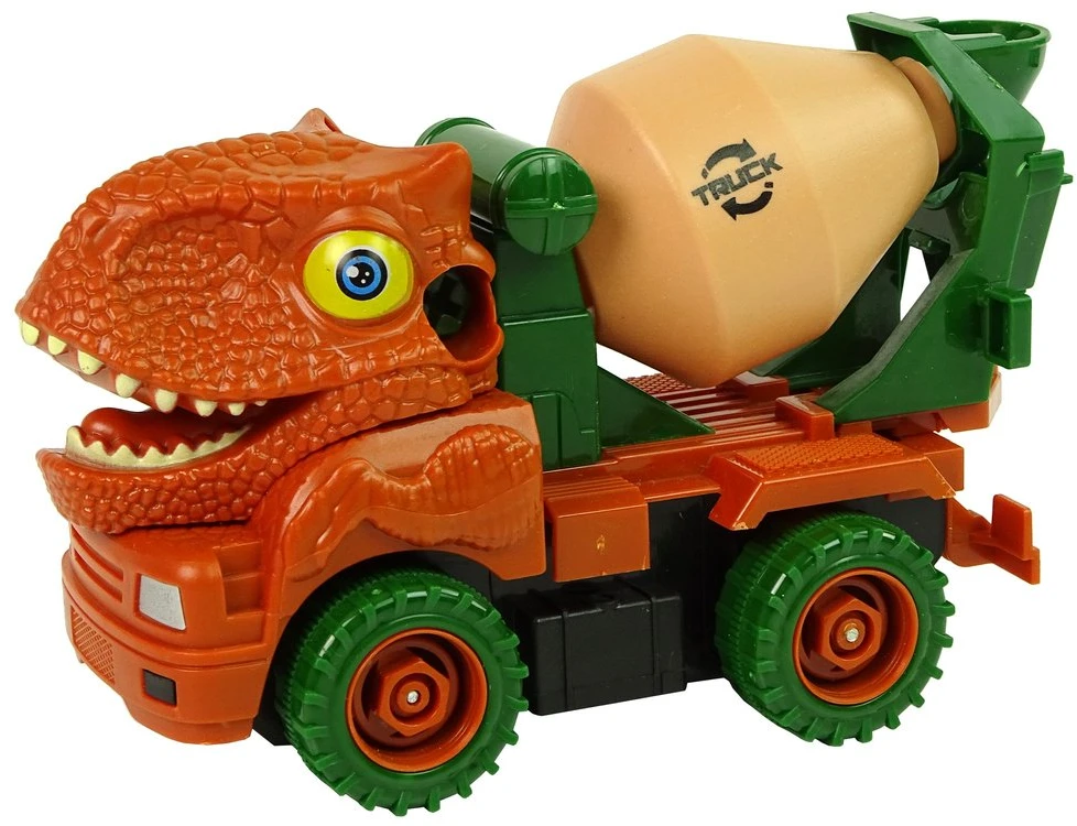 Betonvežis dinozauras vaikams su priedais, oranžinis