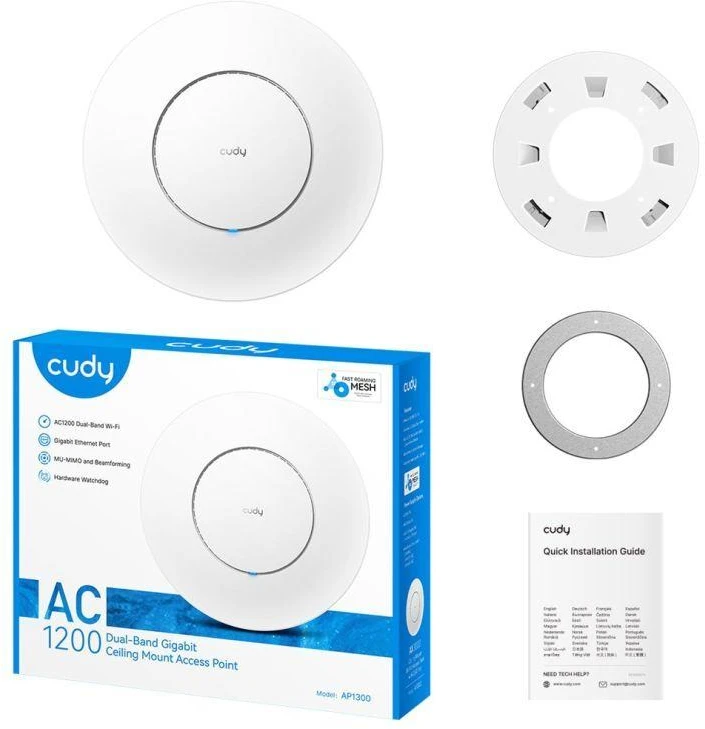 Ausinės Bevielio ryšio prieigos taškas CUDY AP1300 AC1200 dviejų dažnių juostų Wi-Fi 1xGigabit Mesh