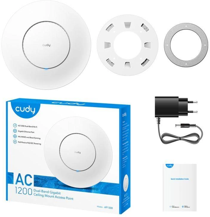 Ausinės Bevielio ryšio prieigos taškas CUDY AP1300 AC1200 dviejų dažnių juostų Wi-Fi 1xGigabit Mesh