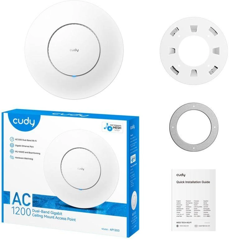 Ausinės Bevielio ryšio prieigos taškas CUDY AP1300 AC1200 dviejų dažnių juostų Wi-Fi 1xGigabit Mesh