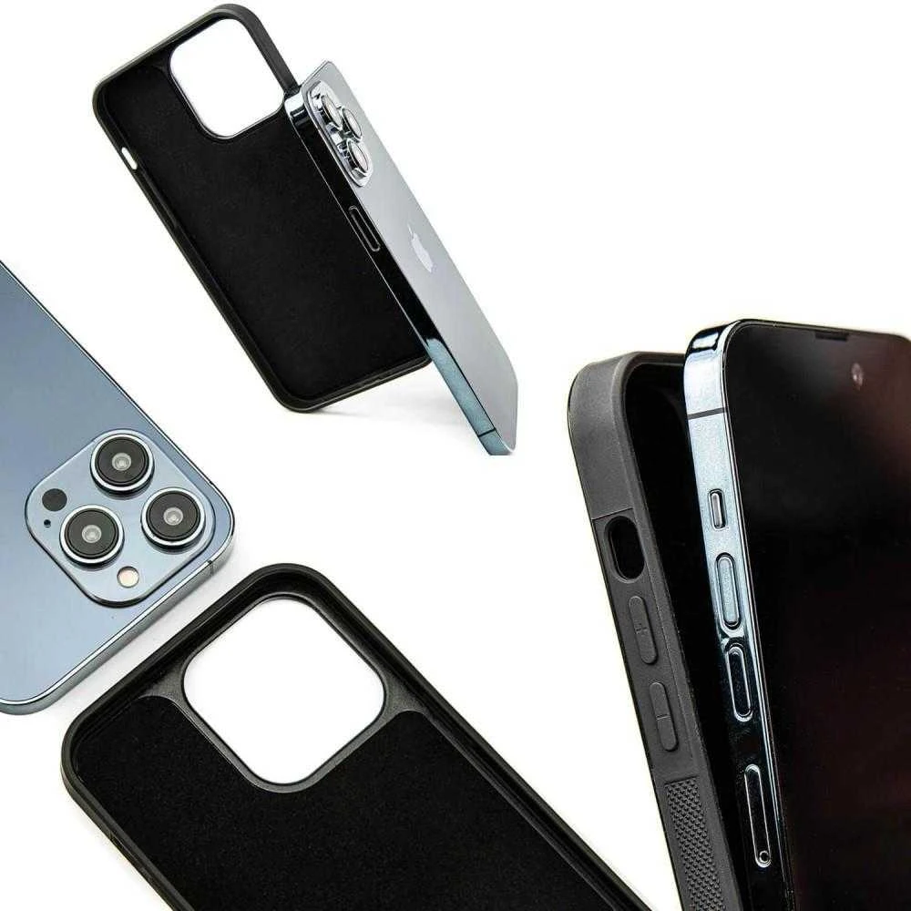 Medinis ir dervos dėklas skirtas iPhone 15 Plus Bewood Unique Uranus - mėlyna ir balta