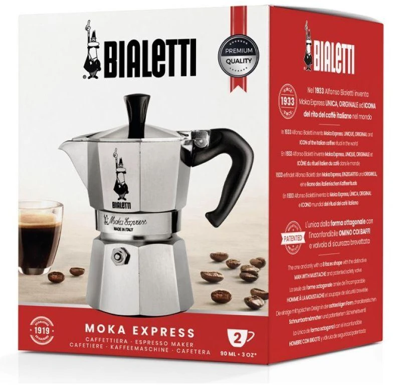Bialetti Moka Express Moka kavinukas Aliuminio, Juodas
