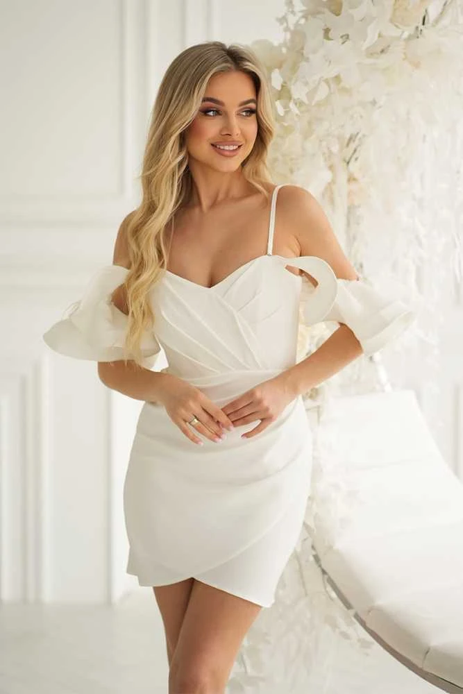 Bicotone kokteilinė mini suknelė su nuimamomis petnešėlėmis