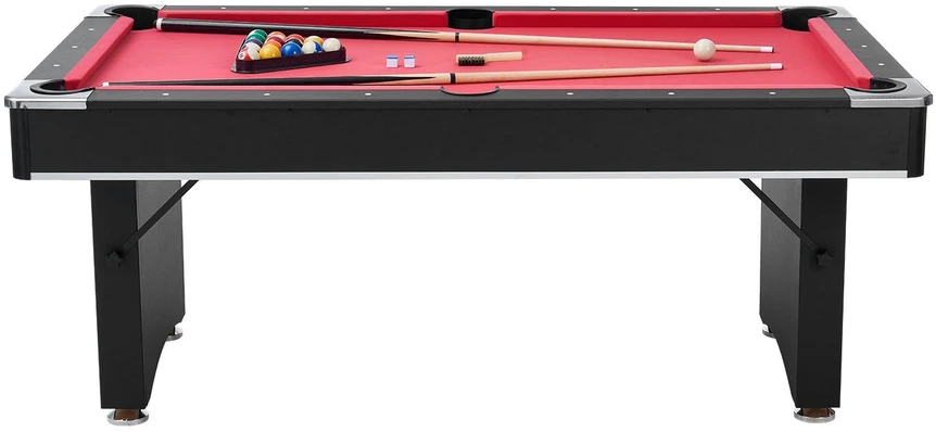 VEVOR Biliardo stalas 183 cm, juodas su raudonu audiniu