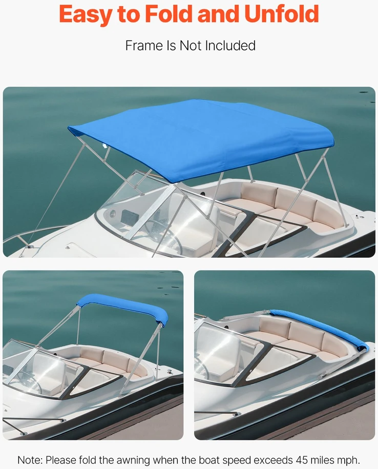 Bimini tento uždangalas VEVOR 4BMN97103TENT, 2464-2616 mm pločio