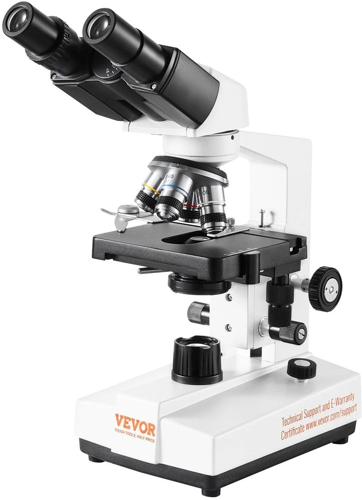 VEVOR Dvejetainis mikroskopas 40X-2500X su mechaniniu staliumi