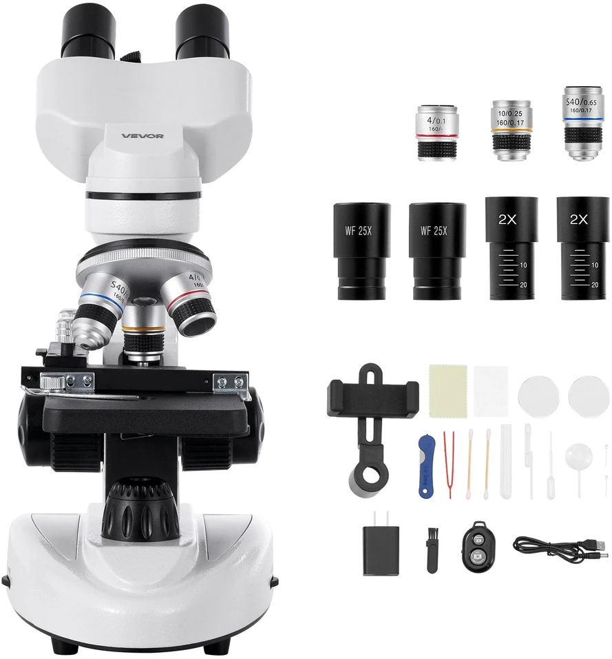 VEVOR Dvejakis mikroskopas 40-2000X priartinimas