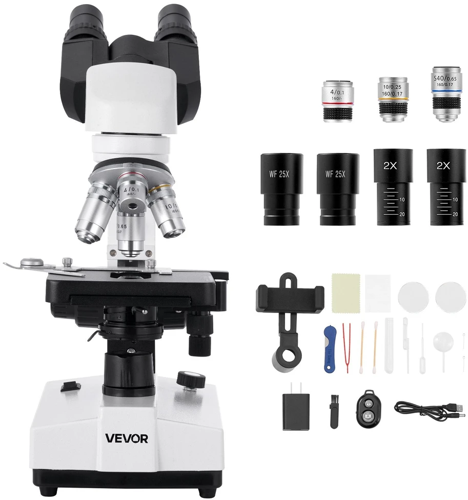 VEVOR Dvejslųbė binokulinė mikroskopas 40-5000X