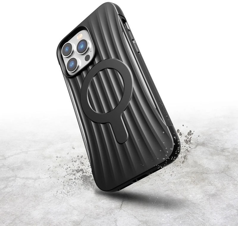 Biologiškai skaidus dėklas iPhone 14 Pro Max, juodas, X-Doria Raptic Clutch MagSafe