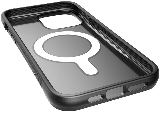 Biologiškai skaidus dėklas iPhone 14 Pro Max, juodas, X-Doria Raptic Clutch MagSafe