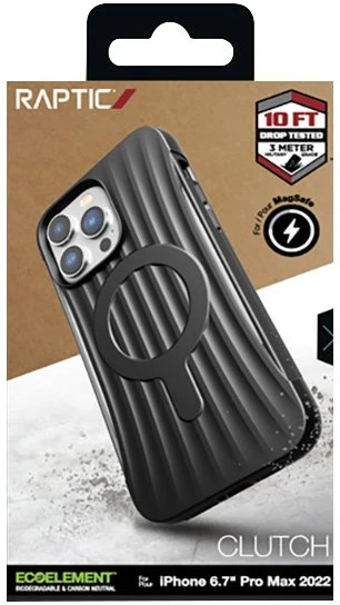 Biologiškai skaidus dėklas iPhone 14 Pro Max, juodas, X-Doria Raptic Clutch MagSafe