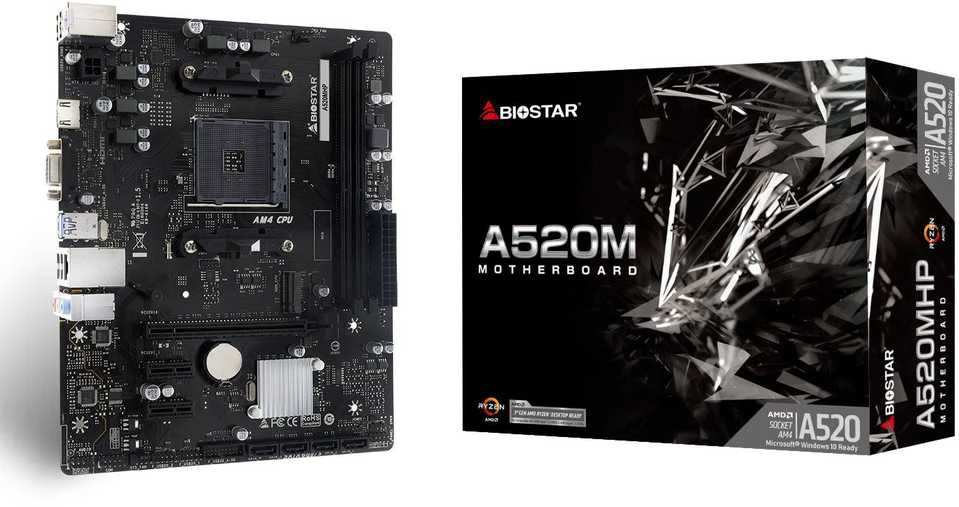 „Biostar A520MHP“ pagrindinė plokštė AMD A520, lizdas AM4, „micro ATX“