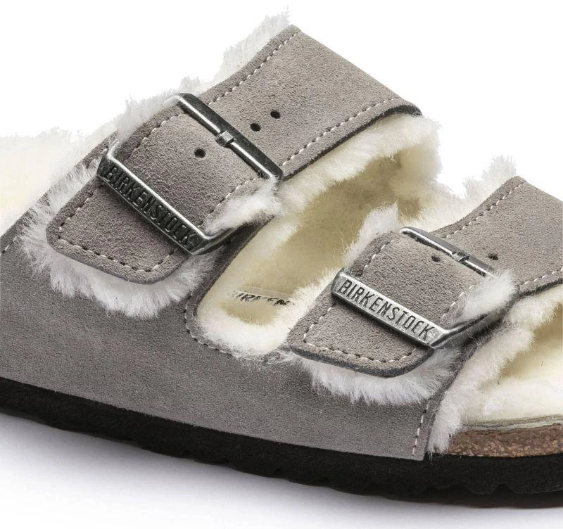 Birkenstock Arizona Shearling Stone Coin Suede su avikailosiais su avikailiais moterims/vyrams (1017402)