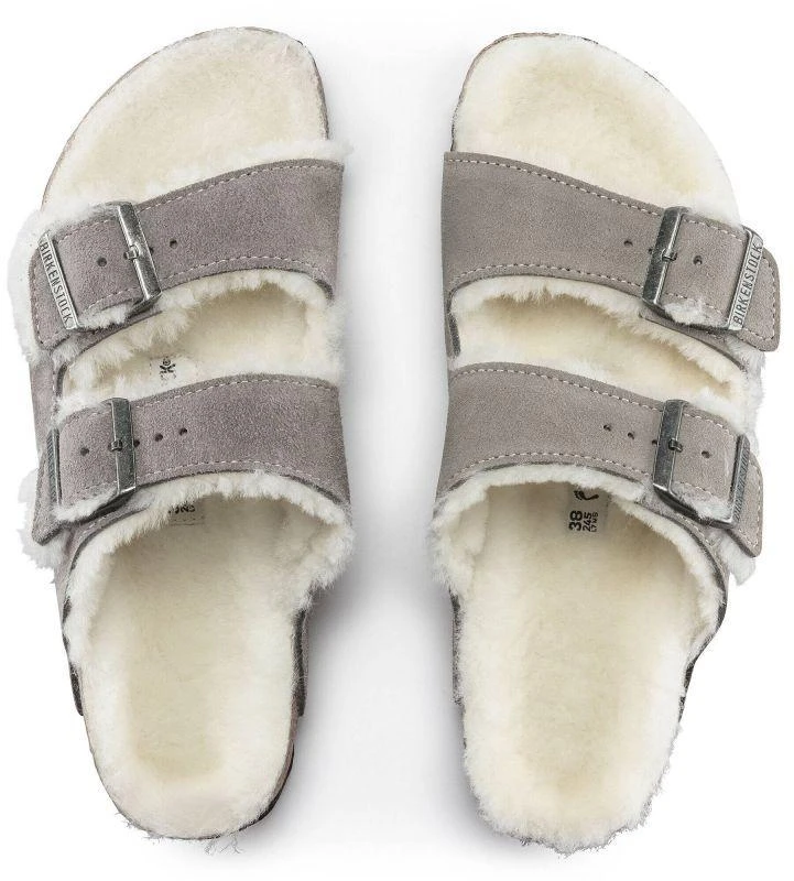 Birkenstock Arizona Shearling Stone Coin Suede su avikailosiais su avikailiais moterims/vyrams (1017402)