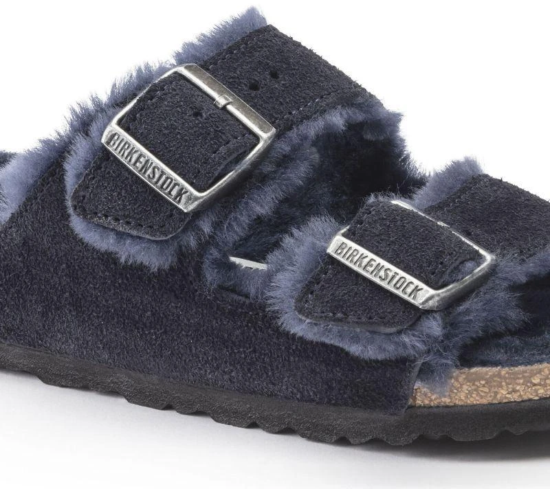 Birkenstock Arizona VL Shearling Midnight Suede Leather Wide Regular Šlepetės (1020592)